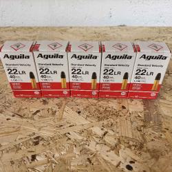 Lot de 5 boîtes de 50 cartouches Aguila Standard Velocity 22 LR 40grains