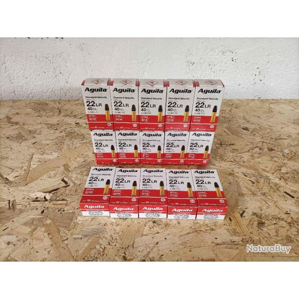 Lot de 15 botes de 50 cartouches Aguila Standard Velocity 22 LR 40grains   Caractrisitique du pr