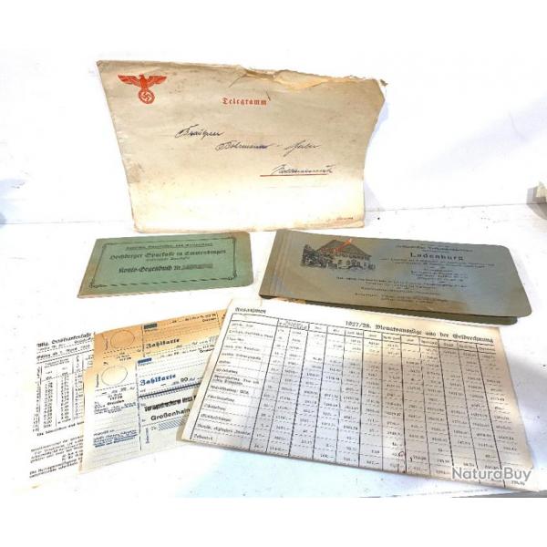 Ancienne grande Enveloppe Tlgramme Allemand avec divers document ww2