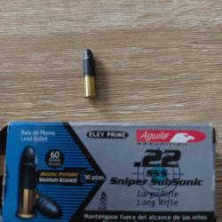 1 cartouche aguila sss sniper sub sonic 22lr 60gr