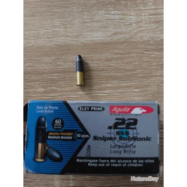 1 cartouche aguila sss sniper sub sonic 22lr 60gr