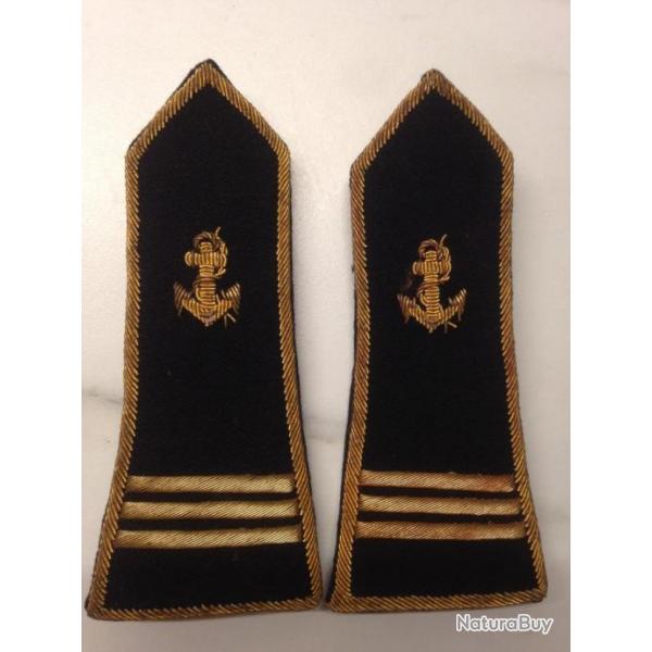 Epaulettes de crmonie Officier de Marine Capitaine Brod Cannetille