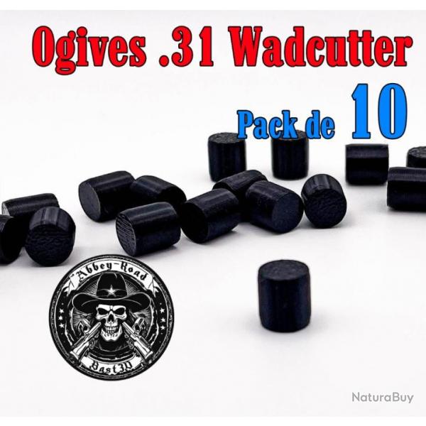 Balle tir rduit .31 ogive Wadcutter plastique - Pack de 10 - Bast3D