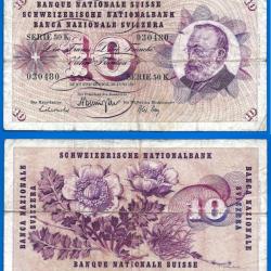 Suisse 10 Francs 1967 Billet Franc Europe Centrale Serie 50