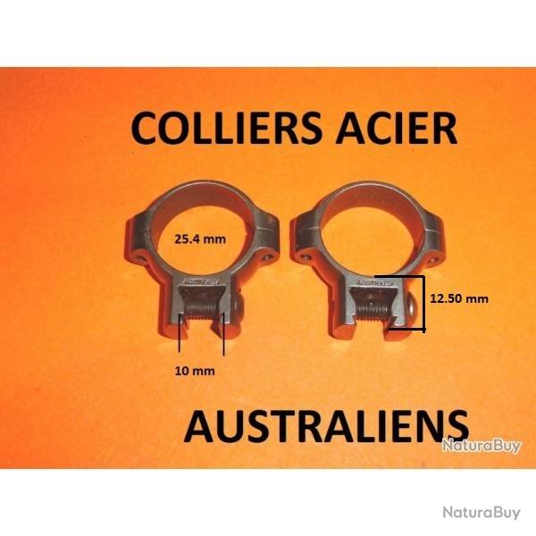 colliers ACIER AUSTRALIENS montage lunette 25.4mm 1" queue d'aronde de 10mm -VENDU PAR JEPERCUTE