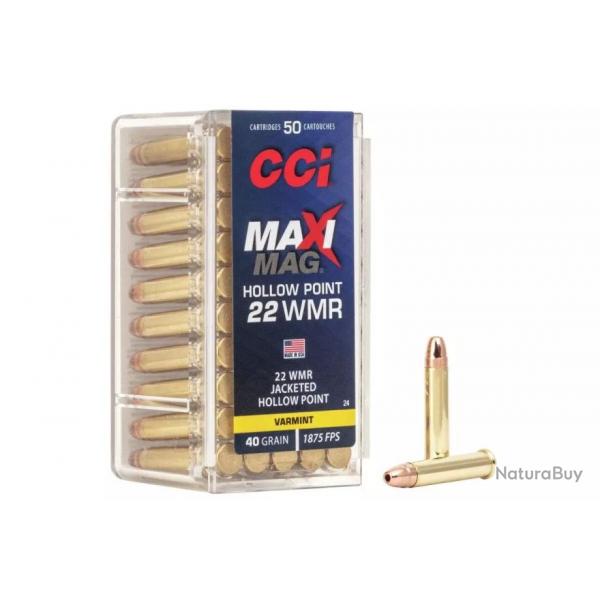 Cartouches CCI 22 WMR MAXI-MAG JHP 40 Grains CUIVREE 20 boites ( 1000 munitions )