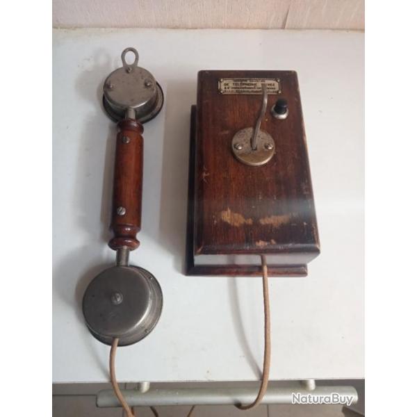 tlphone en bois ancien hauteur 15 cm x 9 cm