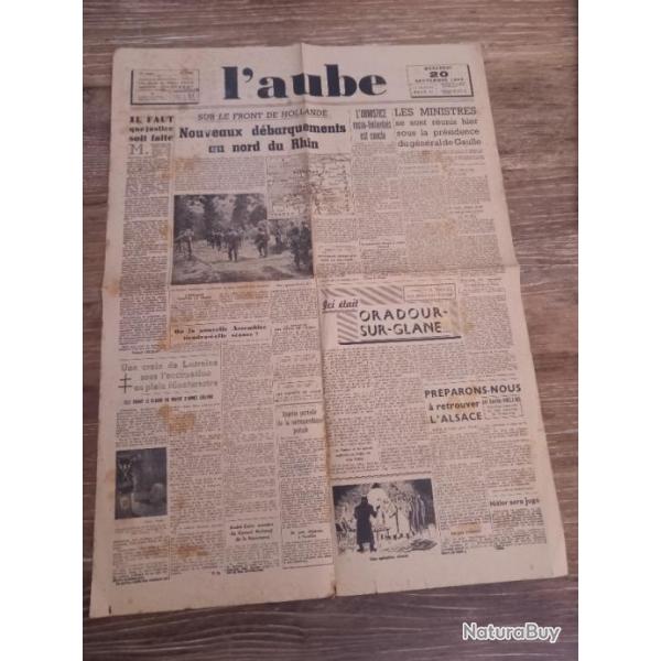 Journal L'aube du 20 septembre 1944