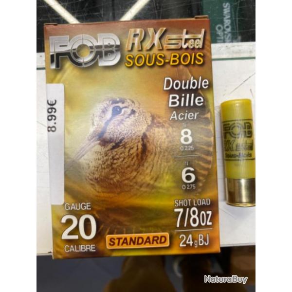 Vente flash ! Cartouches fob RX steel sous bois 8/6 acier cal.20