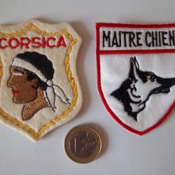 lot collection écussons Corse et maitre chien insigne tissu militaire vintage