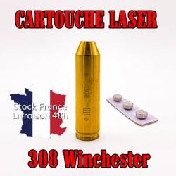 Cartouche laser de réglage calibre 308 Winchester avec piles - Envoi rapide depuis la France