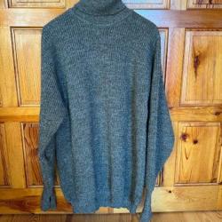 Pull Barbour col roulé vert kaki XL pure laine