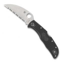 Couteau "Endela Wharncliffe" VG-10 / nylon-fibre de verre noir, Tranchant dentelé [Spyderco]