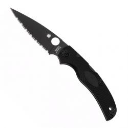 Couteau Spyderco Native Chief (BD1N / FRN noir), Finition DLC noir, Tranchant dentelé [Spyderco]