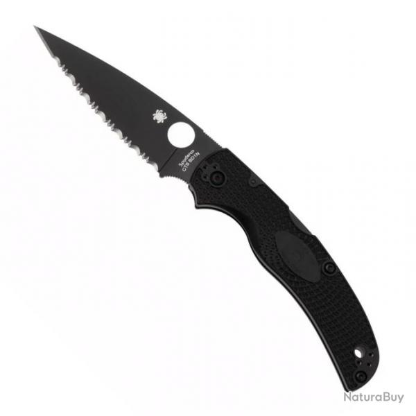 Couteau Spyderco Native Chief (BD1N / FRN noir), Finition DLC noir, Tranchant dentel [Spyderco]