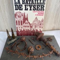 Nature morte WW1 Brig Ronarc'h Diksmuide et livre Fusilliers Marins français Jean Mabire