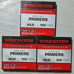 TROIS boites de 100 amorces Winchester Large Rifle WLR soit 300 amorces