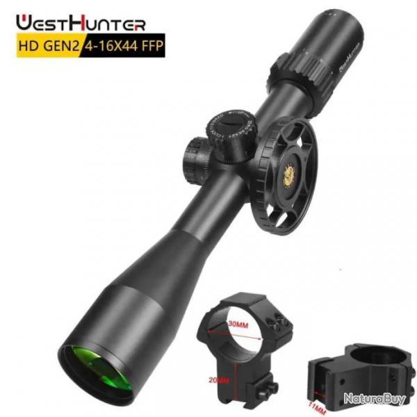 WestHunter-Lunette de Chasse HD Gen2 4-16X44 FFP  High 11mm Mounts