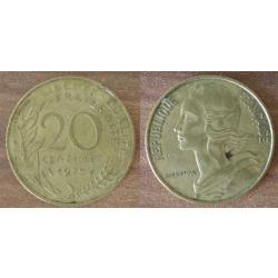 France 20 Centimes 1975 Lagriffoul Piece Franc Centime Francs