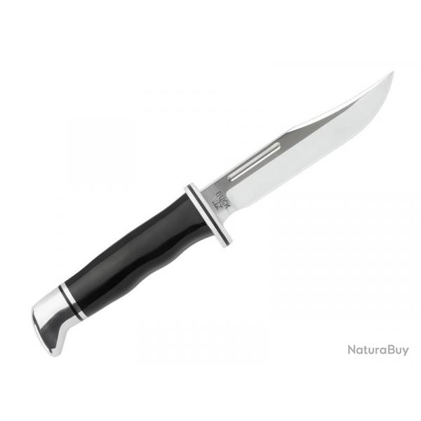 BEL1256 POIGNARD BUCK KNIVES BRAHMA LAME 11.5CM ACIER MANCHE RESINE NOIR + ETUI NEUF