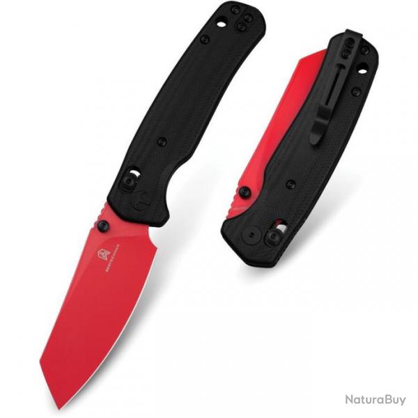 Couteau BESTECHMAN CICADA'S WING Black Lame Acier 10Cr15MoV Red Manche G10 B-Lock Clip BTKMK06F