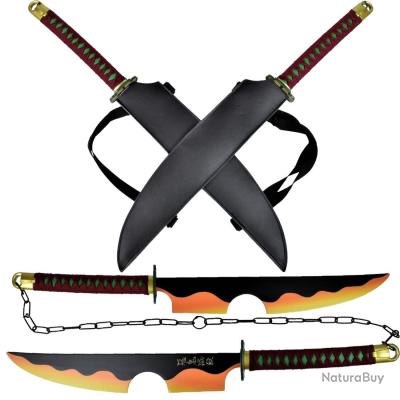 RKS Diffusion - Lot De 2 Sabres En Bois Tengen Uzui (Demon Slayer) - 80 Cm - Décoration Et Cosplay