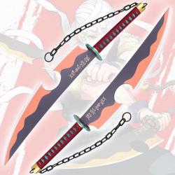 Lot de 2 Katanas Lames Jumelles en Bois de TENGEN UZUI DEMON SLAYER