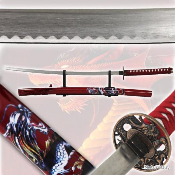 Katana en Mtal Dragon Rouge Samurai