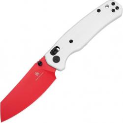 Couteau BESTECHMAN CICADA'S WING White Lame Acier 10Cr15MoV Red Manche G10 B-Lock Clip BTKMK06G