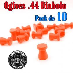 Balle tir réduit .44 ogive orange haute visibilité diabolo plastique - Pack de 10 - Bast3D