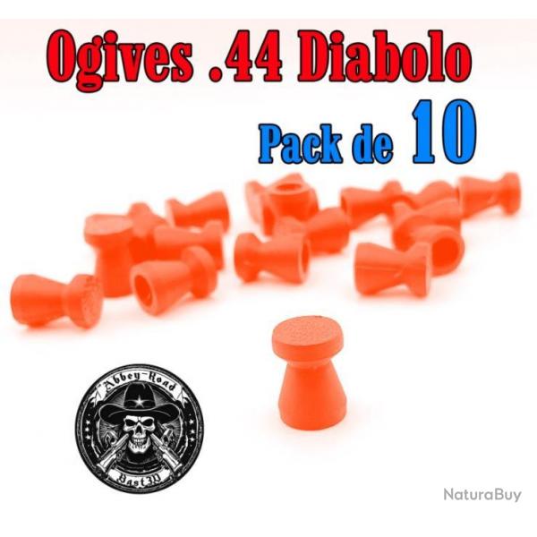 Balle tir rduit .44 ogive orange haute visibilit diabolo plastique - Pack de 10 - Bast3D