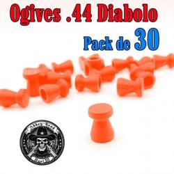 Balle tir réduit .44 ogive orange haute visibilité diabolo plastique - Pack de 30 - Bast3D