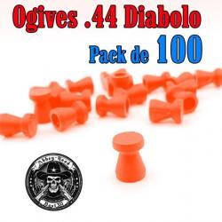 Balle tir réduit .44 ogive orange haute visibilité diabolo plastique - Pack de 100 - Bast3D