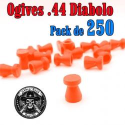 Balle tir réduit .44 ogive orange haute visibilité diabolo plastique - Pack de 250 - Bast3D