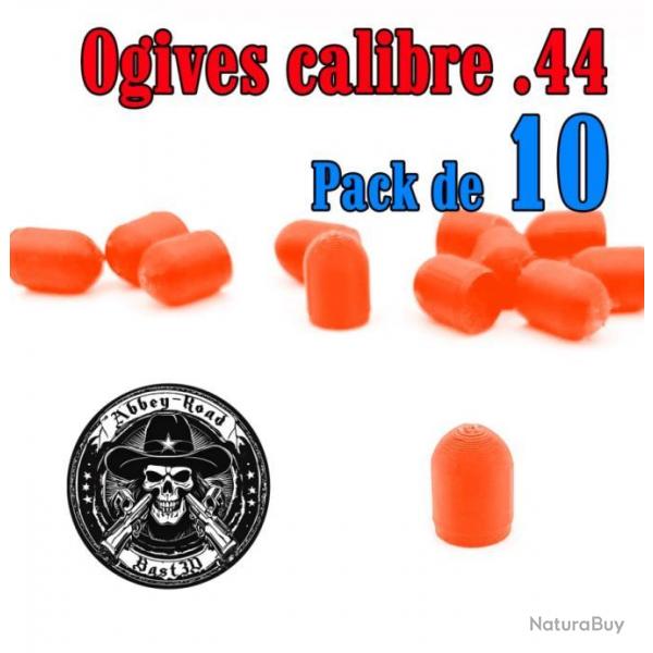 Balle tir rduit calibre .44 ogive orange haute visibilit plastique - Pack de 10 - Bast3D