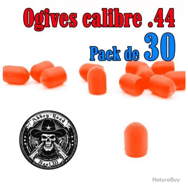 Balle tir rduit calibre .44 ogive orange haute visibilit ogive plastique - Pack de 30 - Bast3D