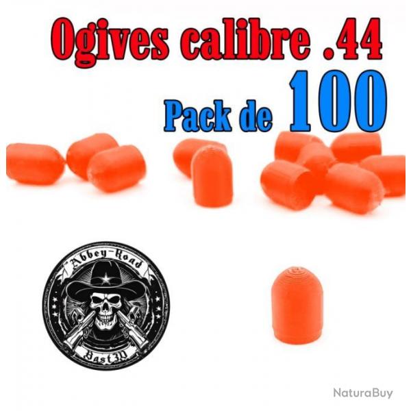 Balle tir rduit calibre .44 ogive orange haute visibilit ogive plastique - Pack de 100 - Bast3D