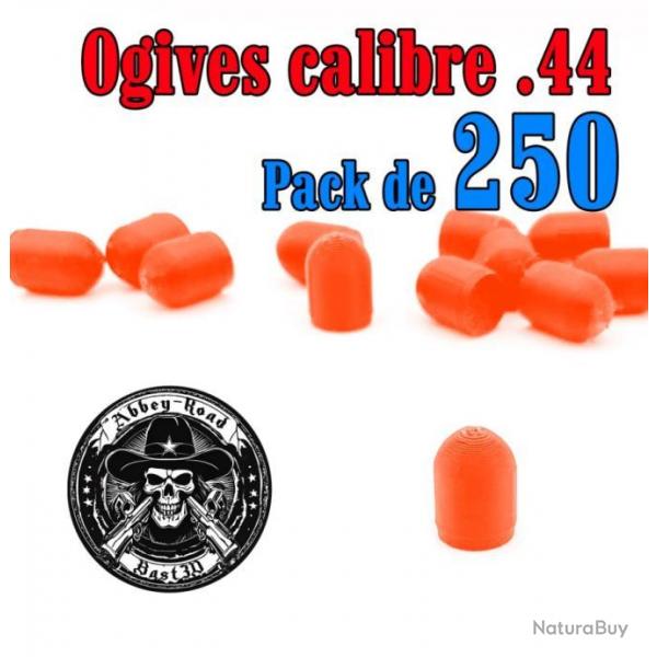 Balle tir rduit calibre .44 ogive orange haute visibilit ogive plastique - Pack de 250 - Bast3D