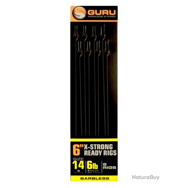 GURU BAS DE LIGNE X-STRONG READY RIG XS CARP POLE RIG 6''/15CM GURU 0,17mm 14 6''15cm