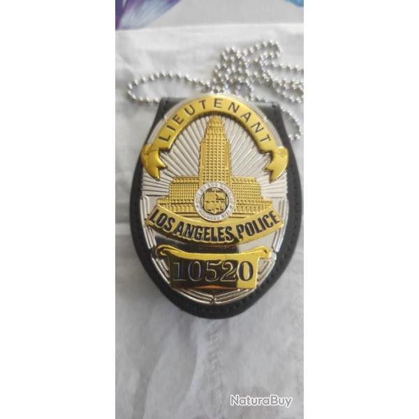 Plaque badge de police lieutenant Los Angeles