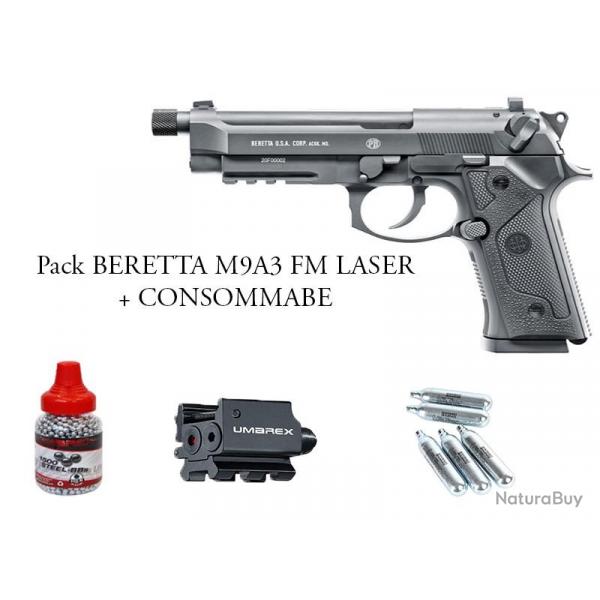 Pack BERETTA M9A3 FM LASER + CONSOMMABE 