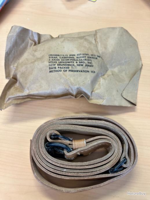 Bretelle cuir pour fusil ou carabine US /garand/springfield /bar rifle ...