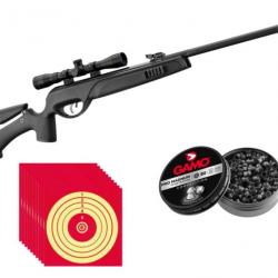 Pack Carabine  Gamo Tactical storm cal 4.5 + Lunette 4X32 WR + 250 Plombs tête pointue + cibles