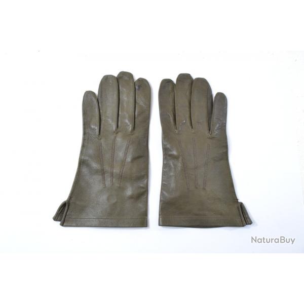 Gants cuir vert Arme Franaise taille 8, 1988 St Junien