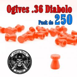 Balle tir réduit 36 ogive orange haute visibilité diabolo diabolo plastique - Pack de 250 - Bast3D