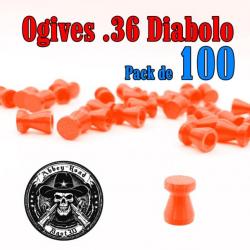 Balle tir réduit 36 ogive orange haute visibilité diabolo diabolo plastique - Pack de 100 - Bast3D