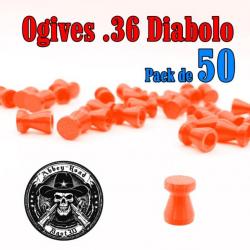 Balle tir réduit 36 ogive orange haute visibilité diabolo diabolo plastique - Pack de 50 - Bast3D