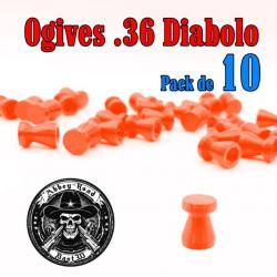 Balle tir réduit 36 ogive orange haute visibilité diabolo diabolo plastique - Pack de 10 - Bast3D