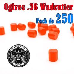 Balle tir réduit 36 ogive orange haute visibilité Wadcutter plastique - Pack de 250 - Bast3D