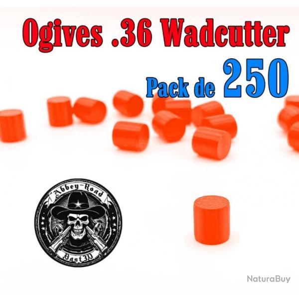 Balle tir rduit 36 ogive orange haute visibilit Wadcutter plastique - Pack de 250 - Bast3D